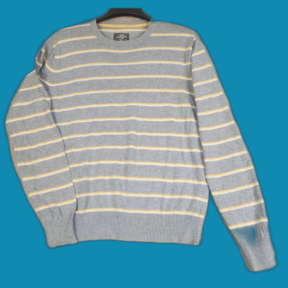 L.O.G.G. Men's Gray Striped Sweater Size XL Indie Preppy Minimalist